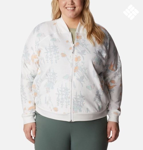 Columbia Lodge French Terry Full Zip Jakke Dame Blomster | Plus Size 12430K